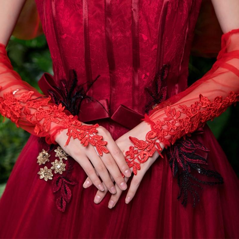 2 Stück Blumen-Spitzen-Fingerlose Handschuhe Tanzpartys Überschuhe Ärmel für Hochzeiten und Veranstaltungen