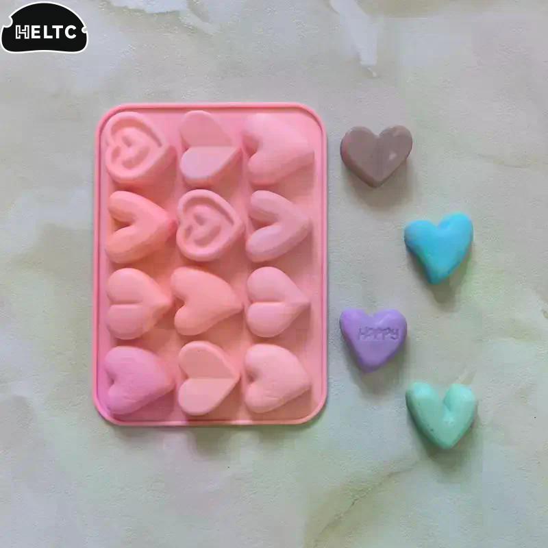 Silicone 12 Consecutive 6 Heart Shaped Chocolate Baking Mold Valentine's Day Candy Jelly DIY Cookie Cake Baking Tool