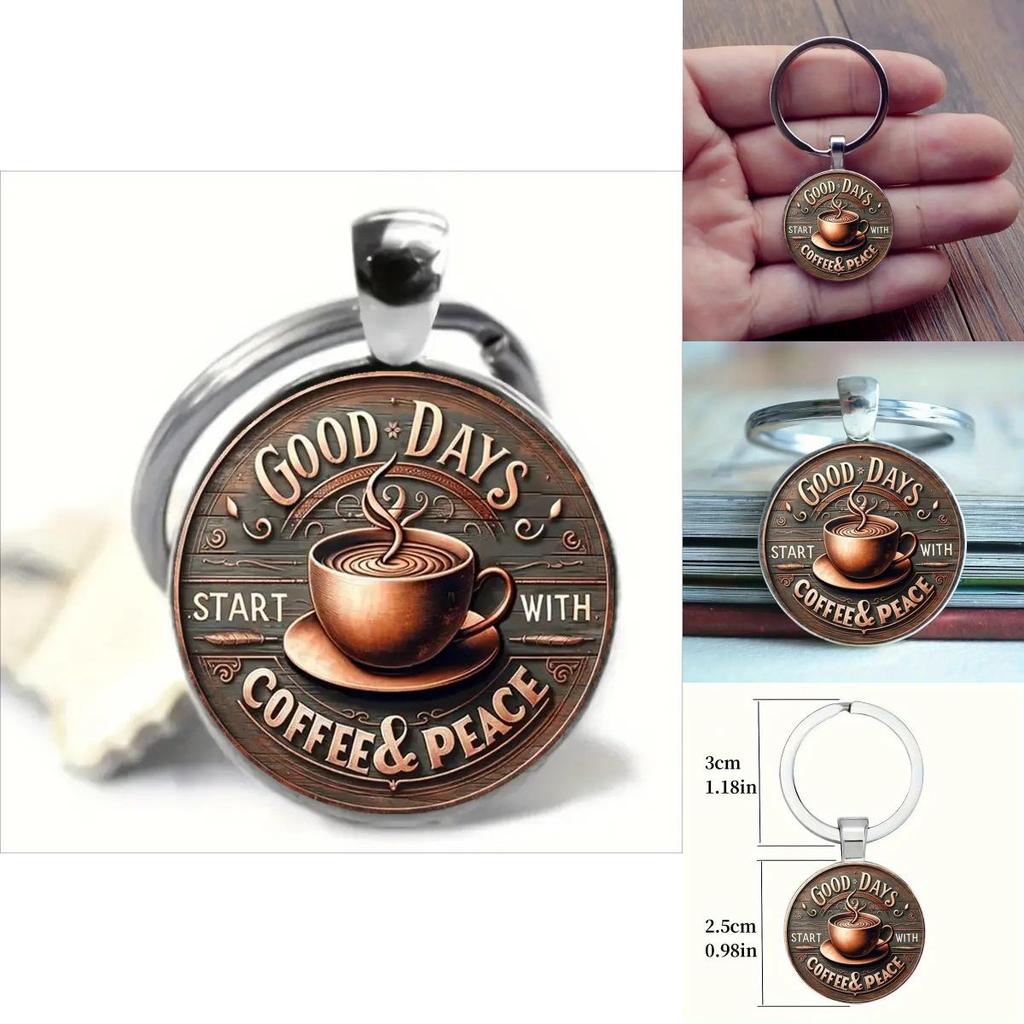 Vintage Coffee Cup Keychain With Zinc Alloy Material For Gift Giving And Souvenir Collectors