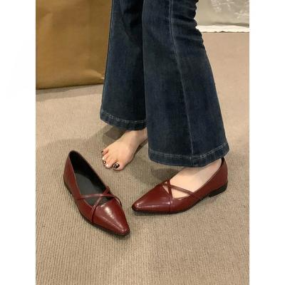 Mode Mode Riemchen Damen Mary Jane Schuhe Neu 2025 Herbst Spitzschuh Kleid Ballerina Damen Rot Weiche Sohle Zapatos