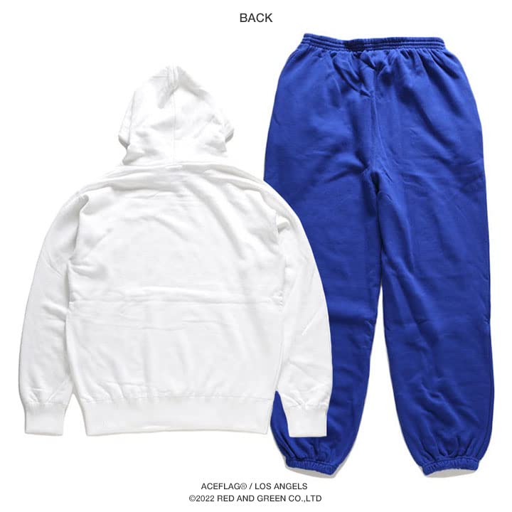 Ace Flag Los Angeles Long Sleeve Hoodie and Oversized Size XL Men's Pile-Lined Sweatpants, Silhouette, White, (2L/LL), AF-SE-PA-015