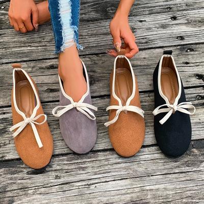 Chaussures Plates Mode Femme Printemps Automne Bout Rond Ballerines Mocassins Décontractées Semelle Souple Chaussures Plates Peu Profondes Élégantes à Lacets Femme