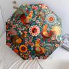 0106 Floral Chicken & Dinosaur  pattern, automatic folding umbrella, portable and foldable design, 8 ribs, a Christmas or birthday gift.