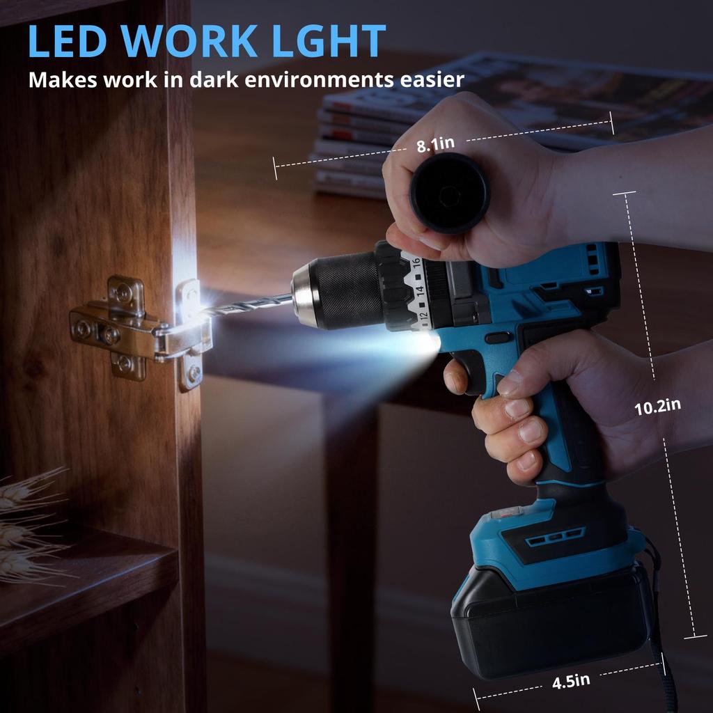 Multifunctional Brushless Impact Drill Set - Rechargeable Lithium Battery, Home & Industrial Dual-Use