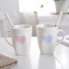 Shangqi Ceramic Heart Couple Mugs Set with Spoons