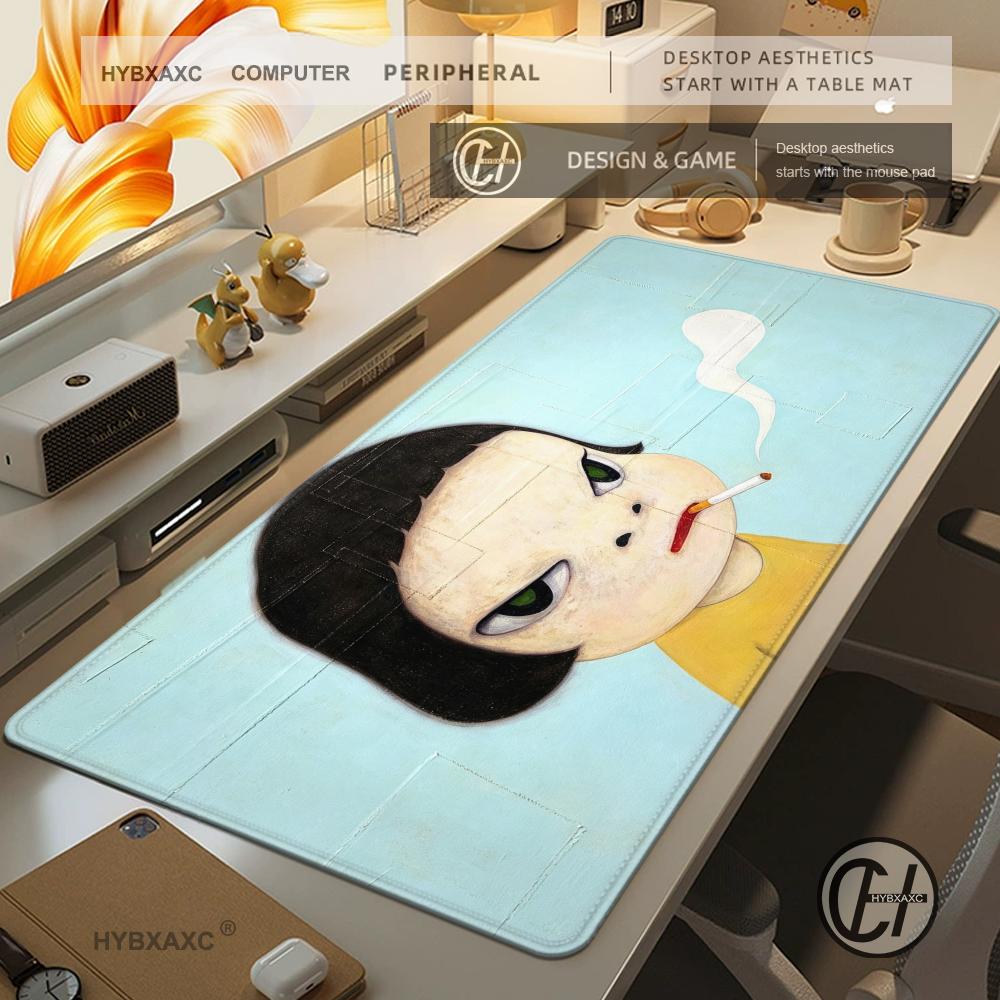 Yyoshitomo Nnara Art Style Mouse Pad Hybxaxc Large Big Gaming Mouse Pad Lock Edge Thickened Computer Keyboard Table Desk Mat