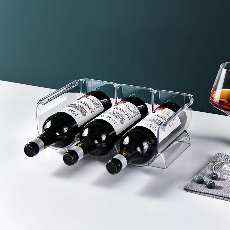 Elegant Red Wine Storage Rack for Kitchens - Sturdy Desktop Plastic Display Stand