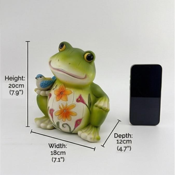 Outdoor Frog-shape Sculpture Solar LED Warm White Garden Light Resin Water-Resistant Courtyard Home Landscaping Decor