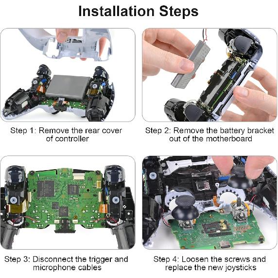 6PCS Hall Effect Joysticks for PS5 Controller, 3D Analog Sensor Wheel Thumbsticks Replacement for PlayStation 5 Controller