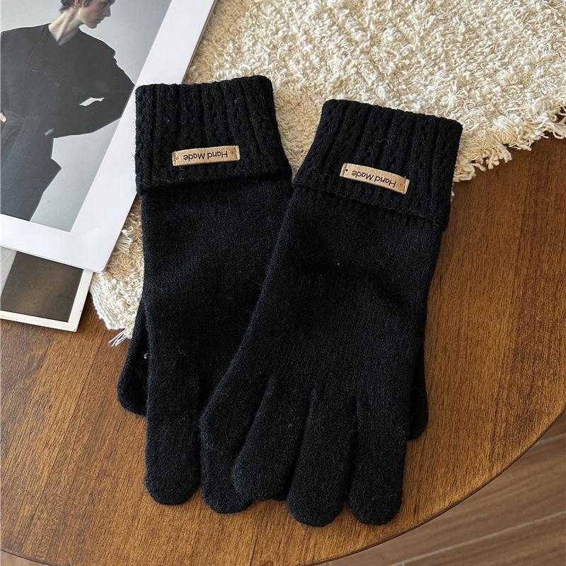 Autumn and Winter Knitted Warm Gloves for Women with Leaky Fingers Touch Screen Washable Thickened Warm and Cold Resistant Glove