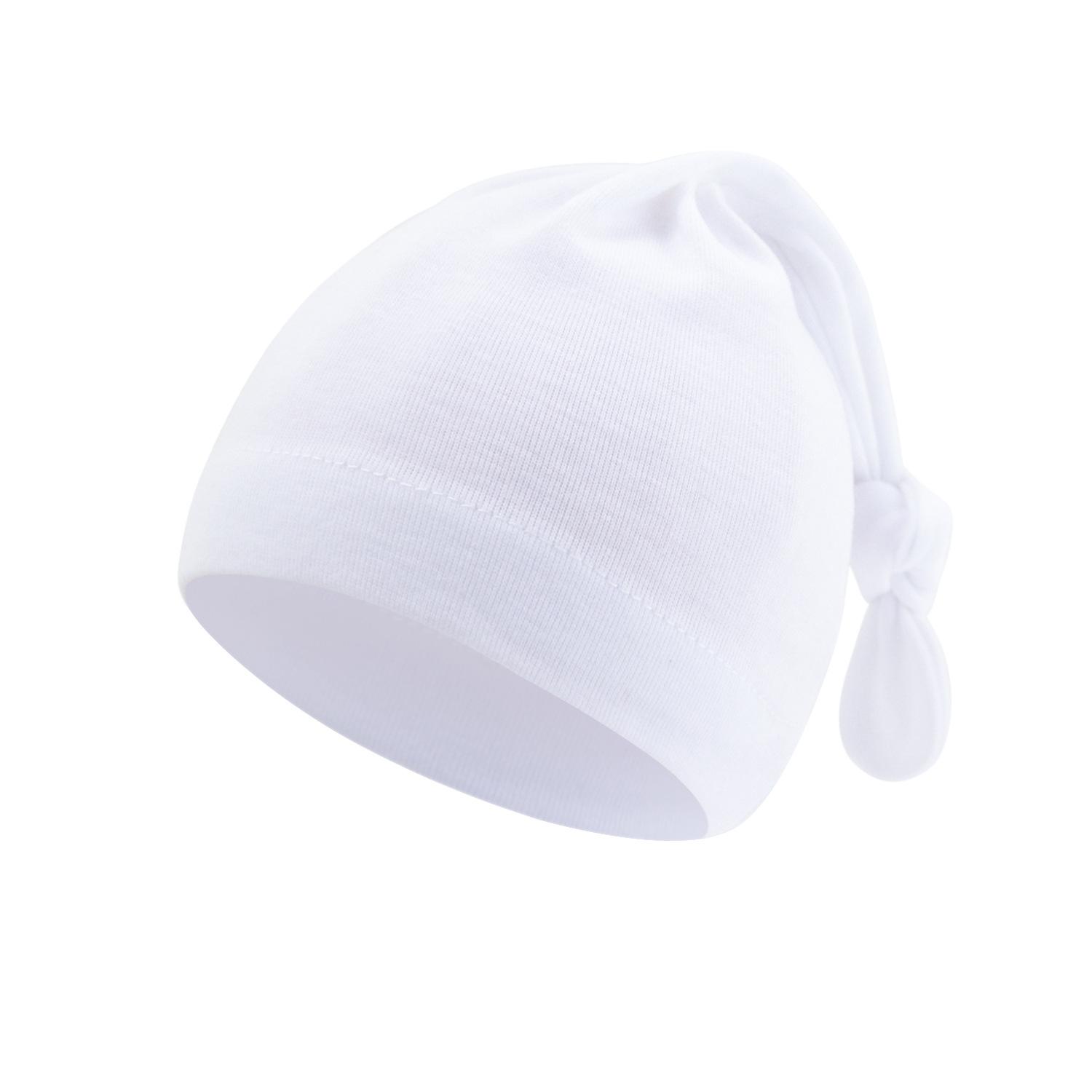 

Мягкая хлопковая шапочка для младенцев унисекс с хвостиком и держателем для соски, дышащая регулируемая шапочка для новорожденных от 0 до 12 месяцев, головной убор для младенцев весна-осень белый