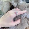 Korean Luxury Pink Heart Diamond Ring: Elegant High-Carbon Romantic Women's Jewelry
