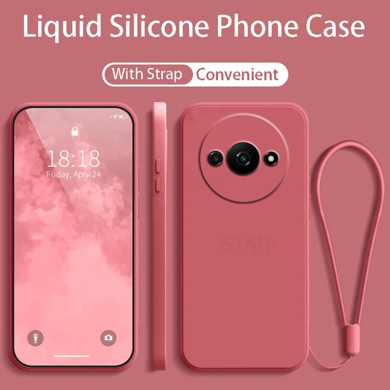 

RedmiA3 Strap Liquid Silicone Phone Case For Xiaomi Redmi A3 A4 A5 A2 A1 Plus Lanyard Back Cover RedmiA2 A2Plus A1Plus Redmi A3
