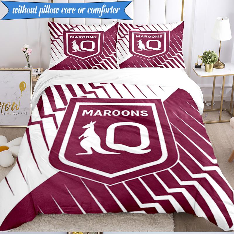3PCS Australia Maroons Rugby Team Emblem Bedding Set 2D Printing (Includes 1 Duvet Cover + 2 Pillowcases Coreless), Bedroom decor,Fan gift