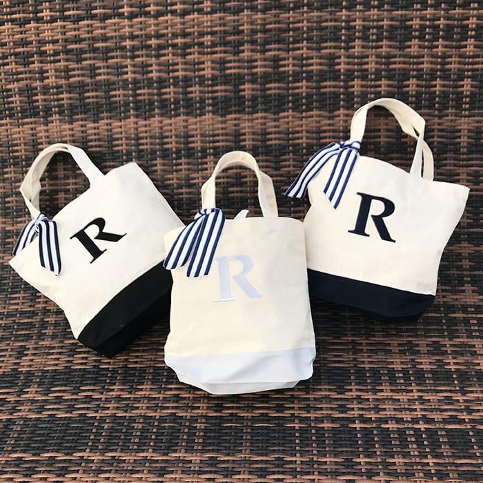 Shelly Mimi Mini Tote Bag with Embroidered Initials, Black, R, 521293001