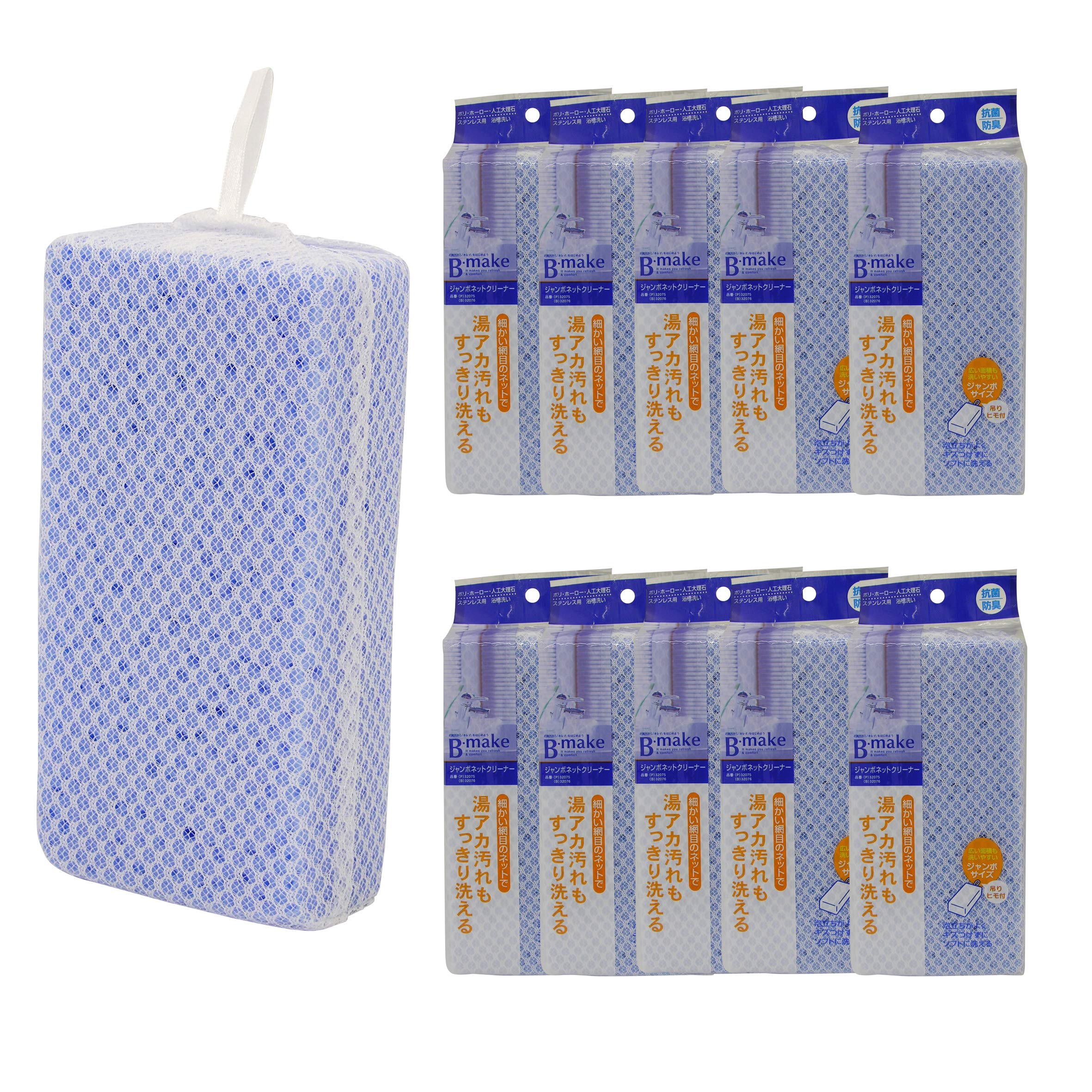 

Towa Sangyo Bathroom Cleaning Sponge Blue 19 x x cm BMK Jumbo Net Cleaner Set of 10 Approx. 9.3 5.2 синий