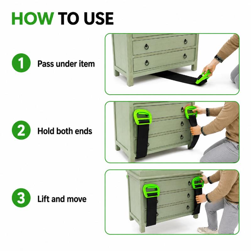 Furniture Carrying Strap Adjustable Length Moving Belt Heavy Box Lifter for Home Office Relocation Max Load 100 KG