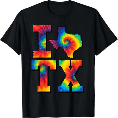 I Love Texas Funny Tie Dye Texas Lovers T-Shirt