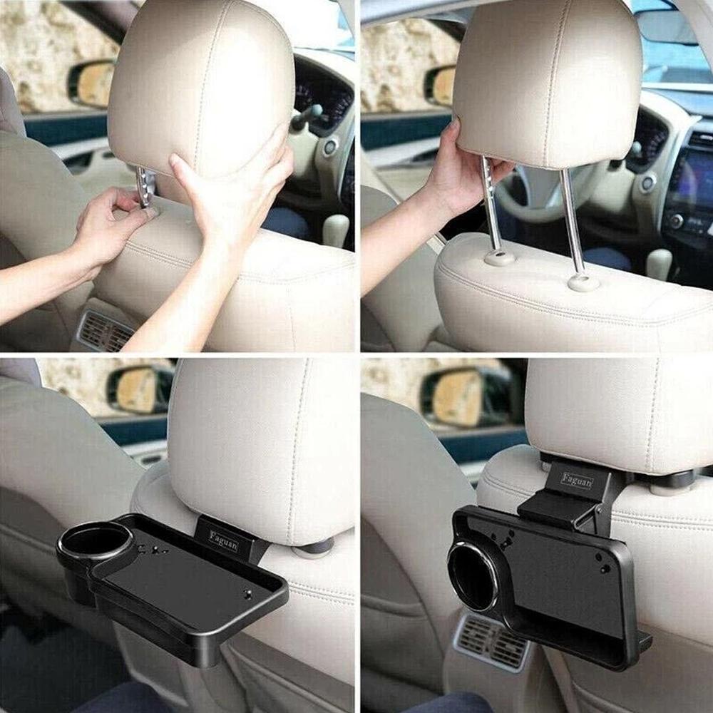 Car Rear Seat Cup Holder Foldable Back Seat Organizer Tray Car Plate Storage Rack Universal Auto Interior Accessories For Travel Daily Use