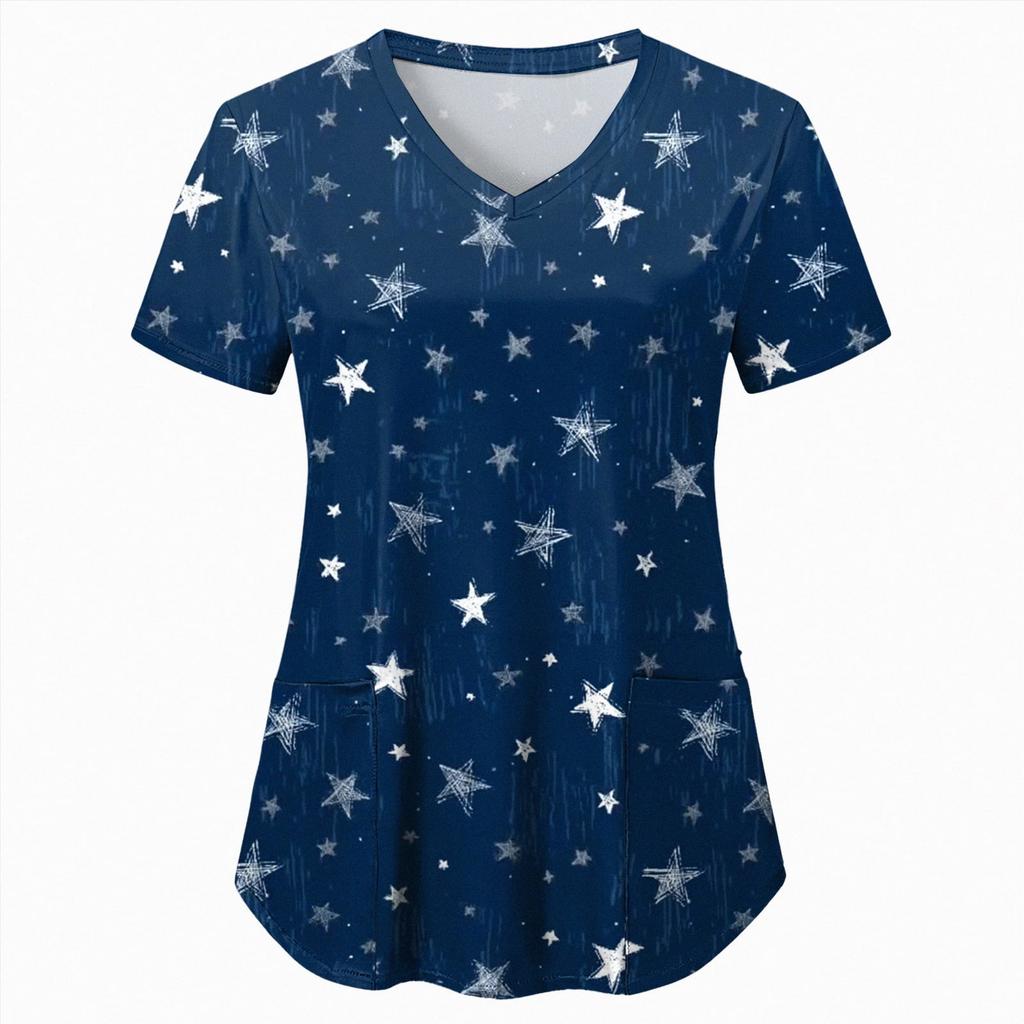 Uniforme Sanitario Enfermera Clínica Enfermería Mariposa Ropa de Trabajo Hospital Camiseta Camiseta Manga Corta Blusa Cuidadora Mujeres Trabajadoras Médico