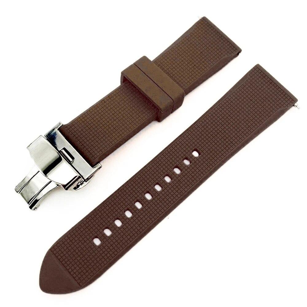 Bracelet de montre en Silicone 18 20mm 22mm 24mm, pour Samsung Galaxy Watch 4 42mm 46mm, caoutchouc à dégagement rapide, boucle papillon