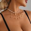 Accessories Baroque Imitation Pearl Long Fringed Collarbone Chain Pentagram Love Necklace Female