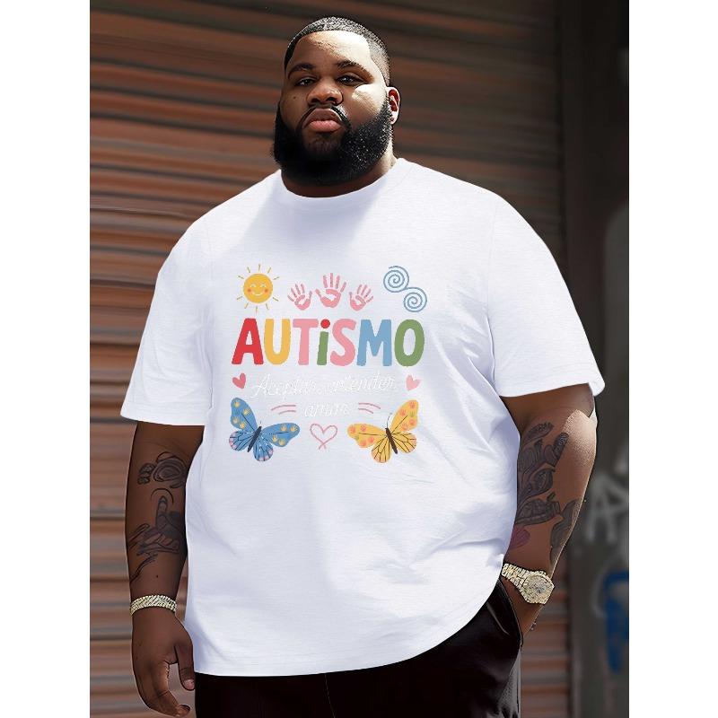 

European Size Humorous Spanish Saying Autism Acceptance Crinkle Plus Size Men S Tee S белый