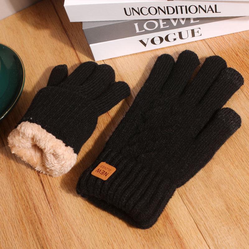 Корейская версия мужская зимняя двухслойная бархатная утолщенная шерстяная вязаная теплая антифризная для езды