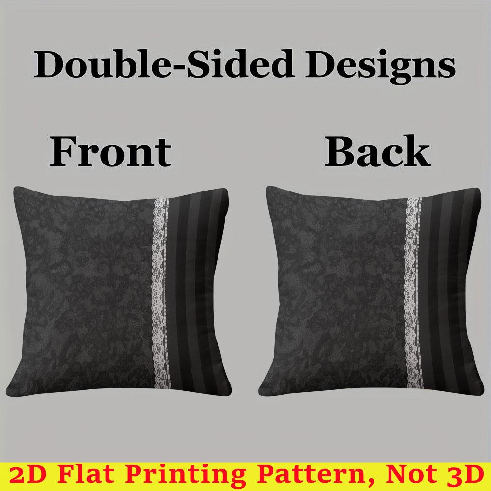 Black Lace Trim Square Jacquard Pillow Cover for Sofa Office Waist Cushion Cover Home Decorative Pillowcase