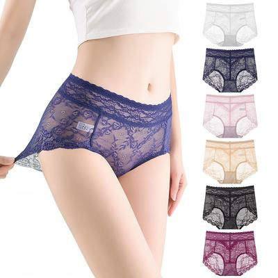 Damen Sommer Sexy Spitze Hohl Po-Lift Reiner Baumwollzwickel Taille Dreiecksslips