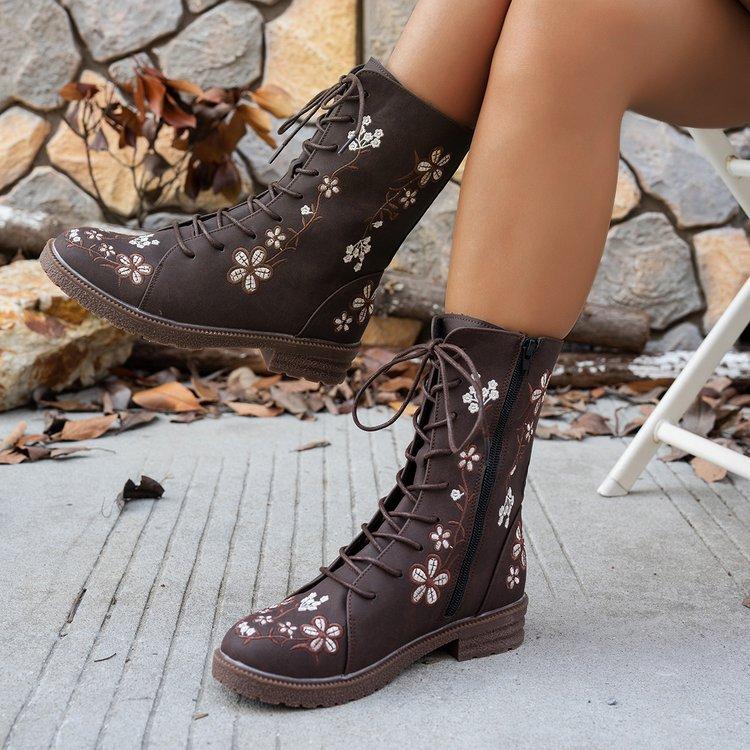 Fashion New Autumn Winter Fashionable Versatile High Tube Square Heel Women's Boots Side Zipper Round Toe Casual Comfortable Short Boots