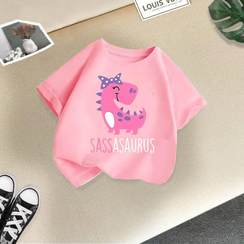 Children T-shirtDinosaur Printed Kids 100% Cotton Clothes Tshirt Tops Tee Boys Girls Short-sleeved T Shirt 2-13Y