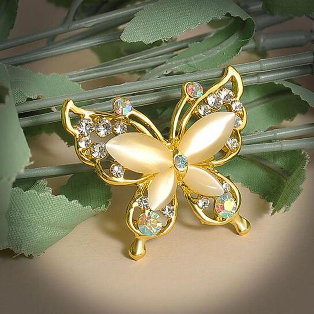 Bridal Crystal Fashion Jewelry Opal Stone Wedding Brooch Pin Butterfly Brooch Pin Rhinestone Women