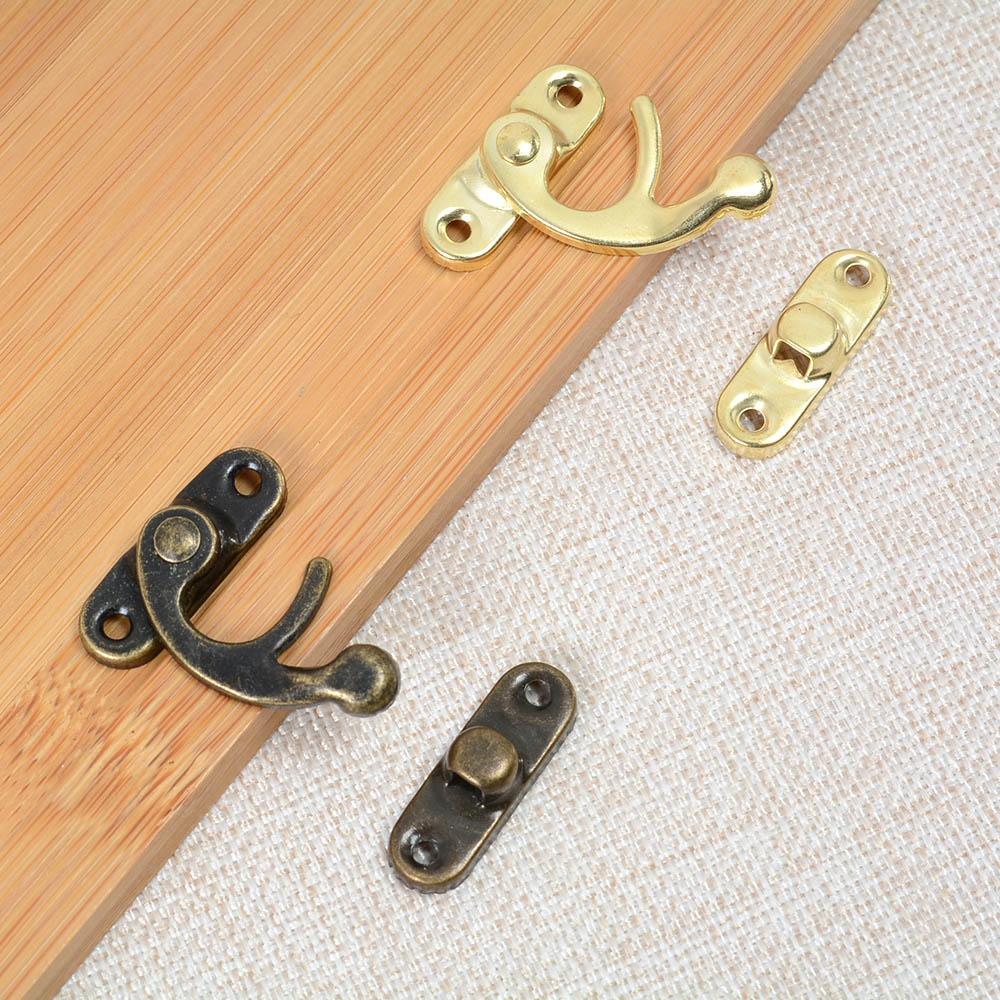 Iron Wooden Box Small Buckle Lock Horn Hook Jewelry Box Lock Buckle Three Colors Optional Retro Furniture Hardware Accessories