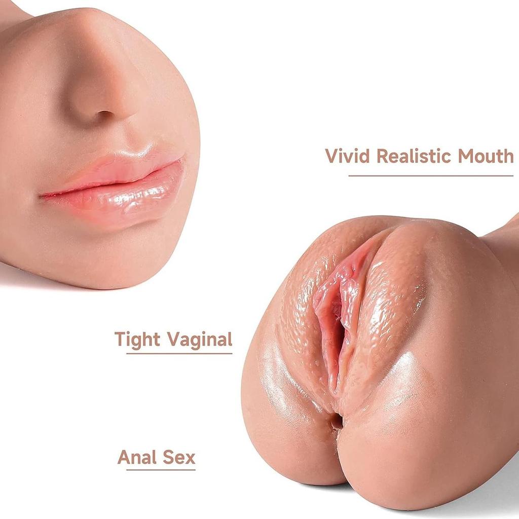 Textured Realistic 3-in-1 Male Masturbator Simulates Oral and Vaginal Hands-Free Men's Masturbation Cup for Intimate Play Waterproof Adult Toys
