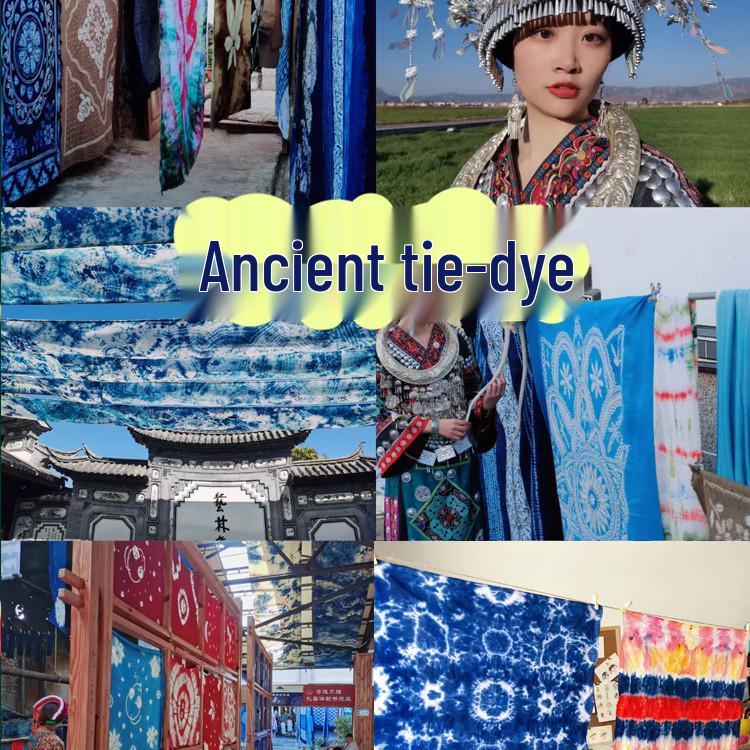 Handmade Tie-Dye Cotton Towel & Hair Tie T-Shirt Set for Kids