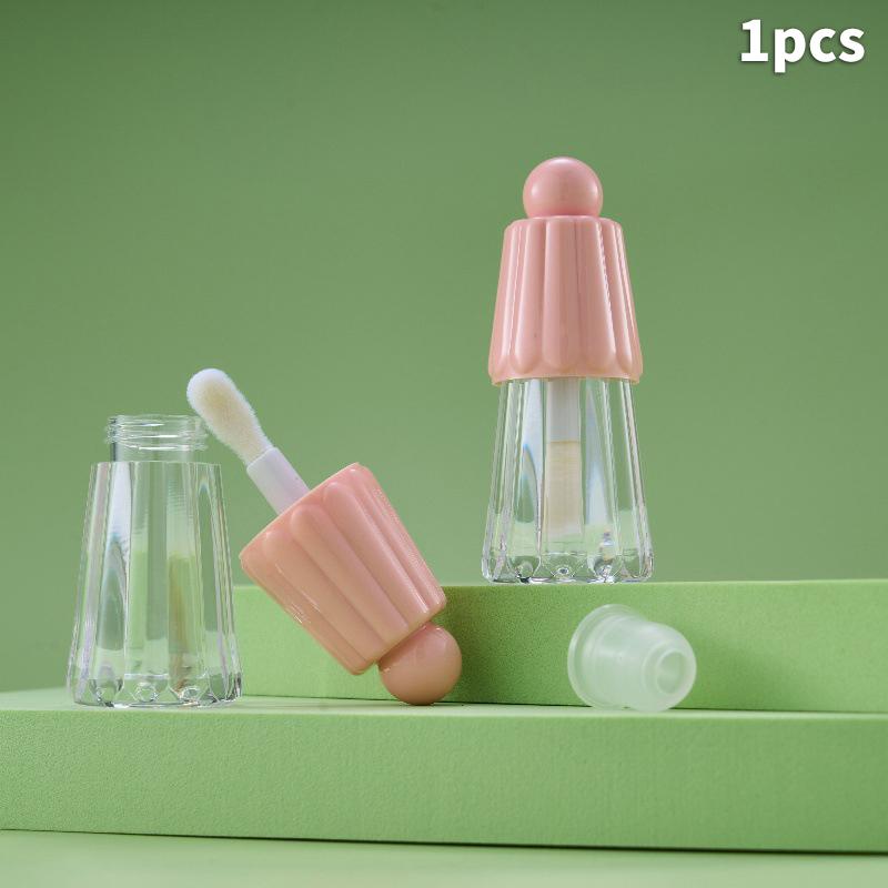 4-5ml Pusta tubka na błyszczyk z dużą główką pędzelka, DIY Plastikowy elegancki pojemnik na płynną pomadkę, Okrągła mini buteleczka na próbki błyszczyka