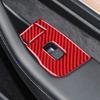 4x Red Carbon Fiber Car Window Lift Switch Panel Cover For Tesla Model 3 Y 17-22
