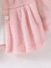 Baby girl's pink hooded plush coat for autumn and winter, thick and made of faux rabbit fur, a short plush cardigan for outdoor wear