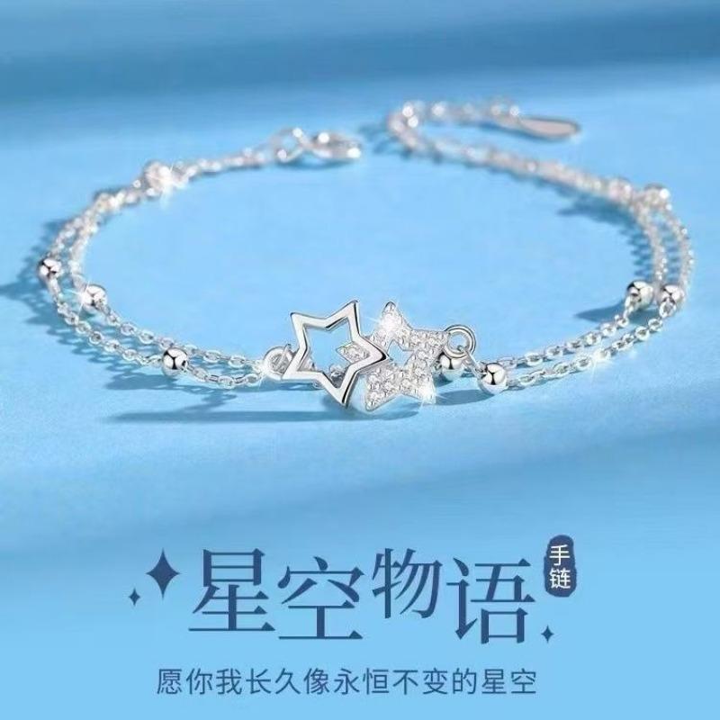 Delicate Double Star Design Light Luxury Bracelet For Women Gift For Girlfriend