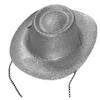 Glittering Powder Cowboy Hat for Women Men Wide Brim Role Play Cowgirl Hat Carnival Party Props Bachelorette Party Wear