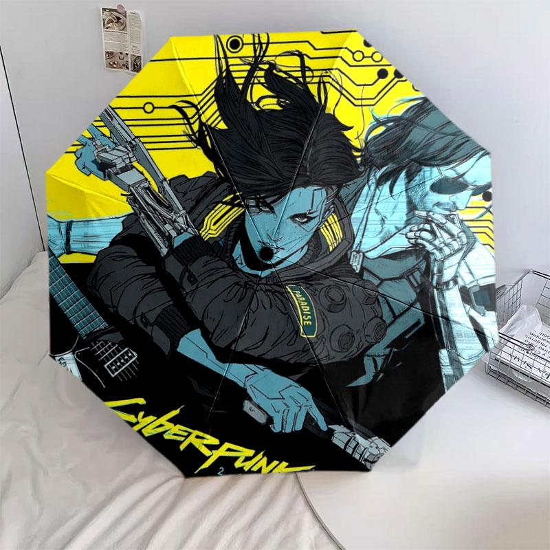 

Cyberpunk Edgewalker Pattern Pattern New Style Umbrella, 1 Piece Automatic Folding Umbrella, Portable Design Travel Umbrella, Outdoor Umbrella