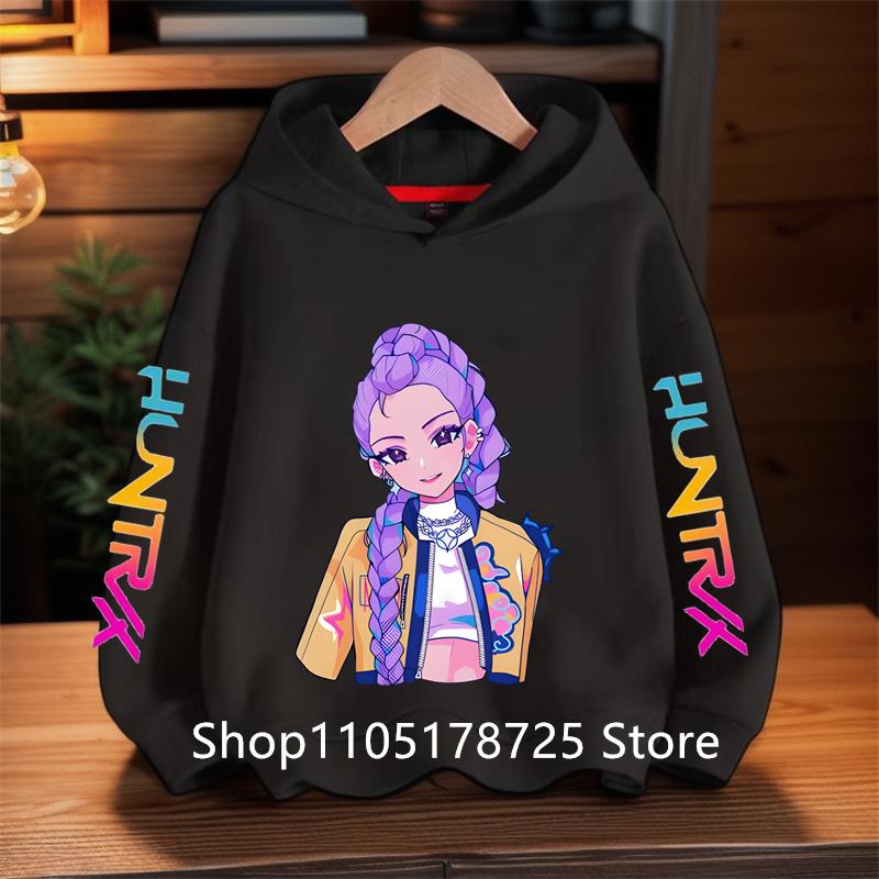 New KPop Demon Hunter Cartoon Girls Boys Hoodies Children's Korean Wave Print Fashion Casual Tops Casual Girls Clothing Warm