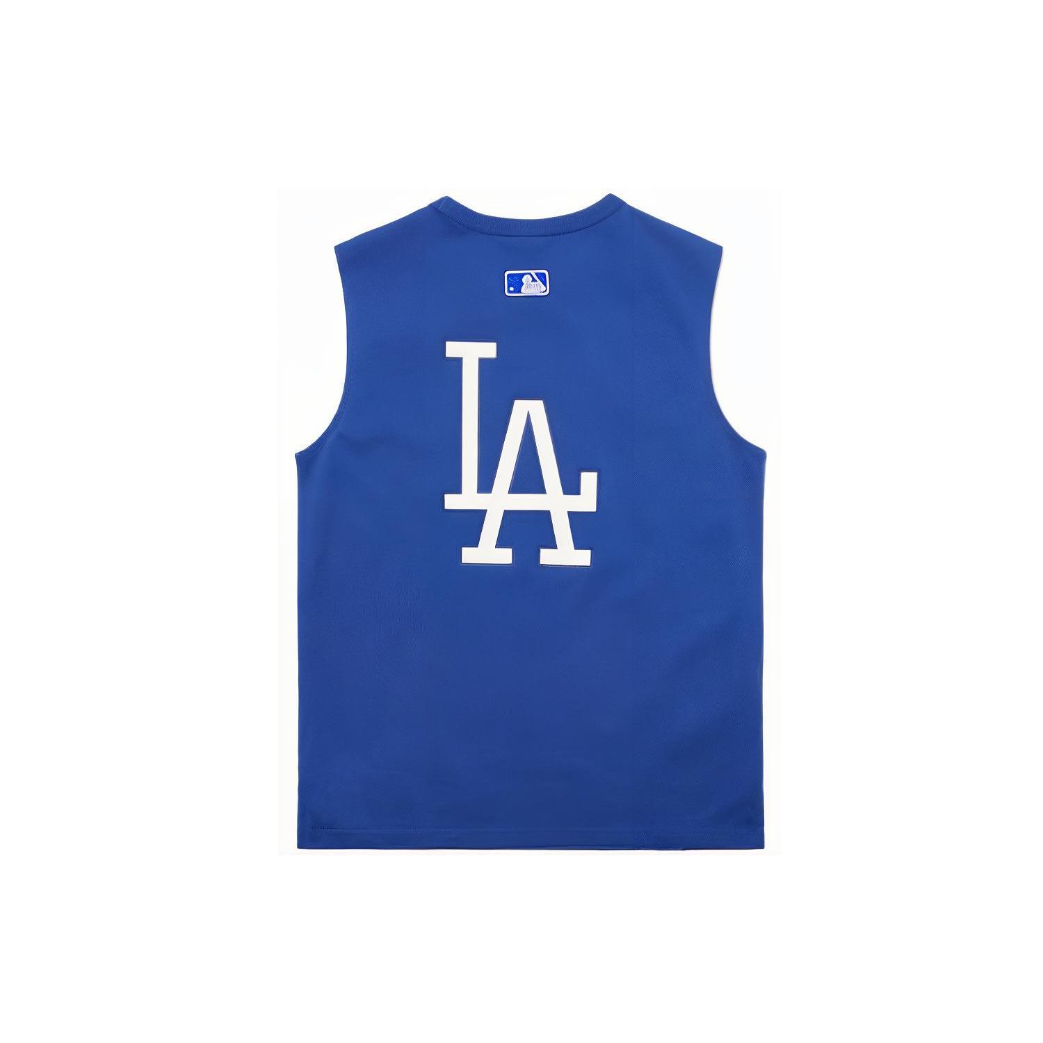 MLB Los Angeles Dodgers Tank Tops Unisex Blue Crew Neck Moderate Straight Fit 3ATK02023-07BLD XS