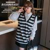 Spring New Large-size Women's Clothing 100kg Fat Mm Contrasting Stripes Fake Two-piece Long-sleeved Shirt 110033