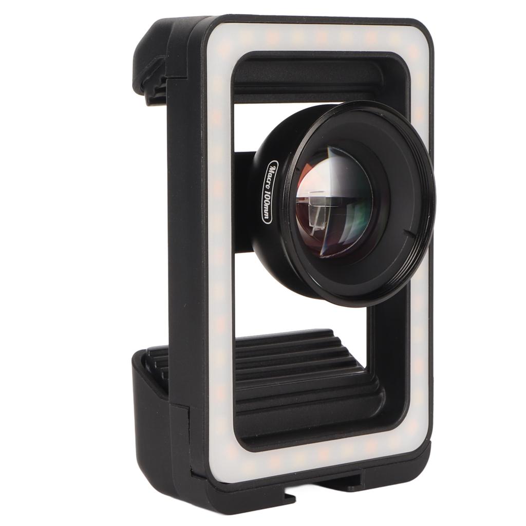 100mm Phone Macro Lens Universal Clip 4K HD Portable Phone Camera Macro Lens with LED Fill Light