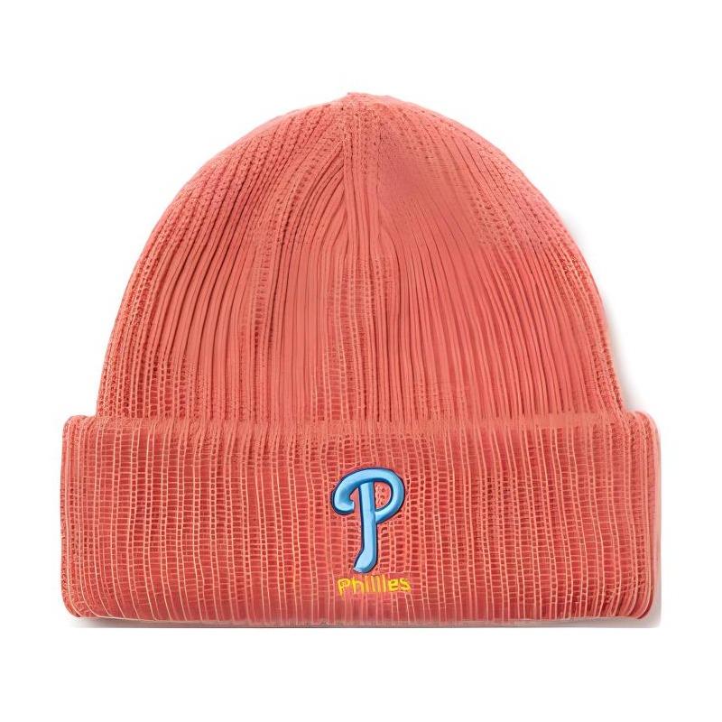 MLB Letter P Embroidered Logo Acrylic Fleece Hat Unisex Couple Style Orange 3ABNM0316-10COD