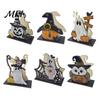 Festive Table Decor Halloween Wooden Napkin Holder, Ghost Pumpkin Decorative Tabletop Tissue Dispenser, Desktop Storage Organizer Paper for