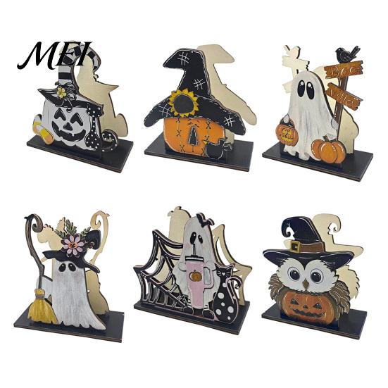Festive Table Decor Halloween Wooden Napkin Holder, Ghost Pumpkin Decorative Tabletop Tissue Dispenser, Desktop Storage Organizer Paper for