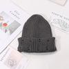 Hats for Men and Women  Solid Color Ripped Woolen Hats Japanese All Match Knitted Hats Autumn and Winter Warm Pointed Pullover Cold Hats